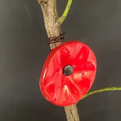 Floral decoration - Red-Orange glass stake for pots 40 cm - CARNEOL GLASS