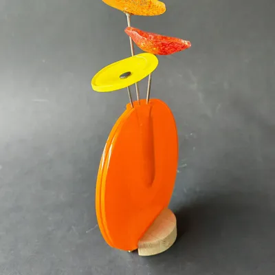 Vases - Round vase set, orange color 13 cm - CARNEOL GLASS