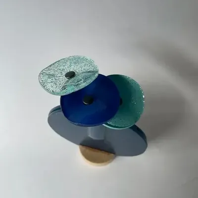 Vases - Round vase set, turqouise color 13 cm - CARNEOL GLASS