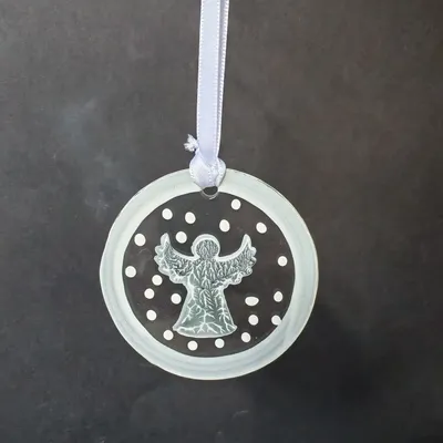 Other Christmas decorations - White hand-painted standing angel - CARNEOL GLASS