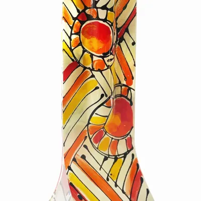 Vases - Black 14x36 cm vase with white-grey-silver colours - CARNEOL GLASS