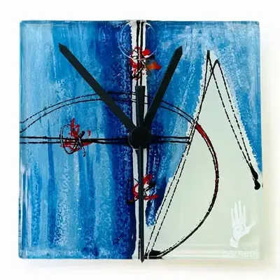 Clocks - Cubie white-blue wall clock 10x74 cm - CARNEOL GLASS