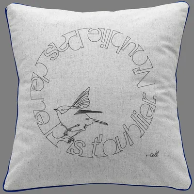 Coussins textile - Housse de coussin coton-lin, illustration minimaliste - COSETTE ET LES LYS