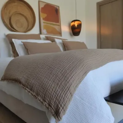 Bed linens - TINO COTTON AND LINEN CINNAMON WAFFLE DUVET - MAISON D'ÉTÉ