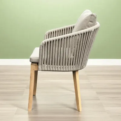 Lawn armchairs - Teak chair with gray straps - CHT22 - BALINAISA