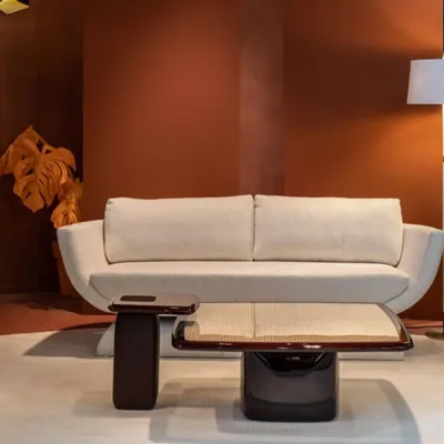 Tables for hotels - Bossa Square Coffee Table in HG Mahogany Wood and Cane Top - DUISTT