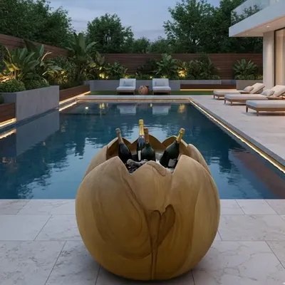 Cuisines de jardin - Bassin à Champagne en fleur de lotus - SATCHA