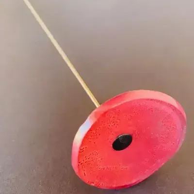 Floral decoration - Round small glass flower for outdoor use in pink colour with 43 cm stainless steel stem - CARNEOL GLASS