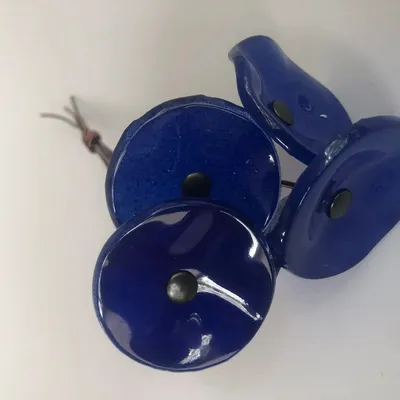 Floral decoration - Small Glass Flower For Outside In D.Blue On Flexible Stem - CARNEOL GLASS