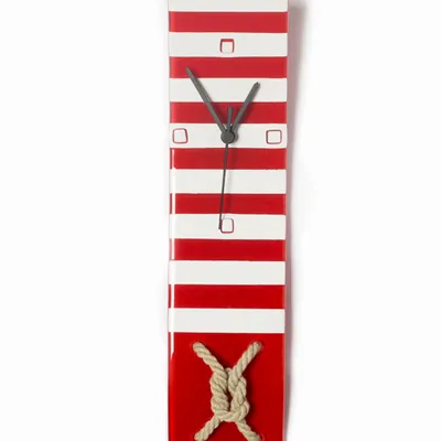 Horloges - Horloge murale nautique rouge-blanche 10x41 cm - CARNEOL GLASS
