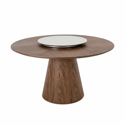 Dining Tables - Round walnut rotating dining table - ANGEL CERDÁ