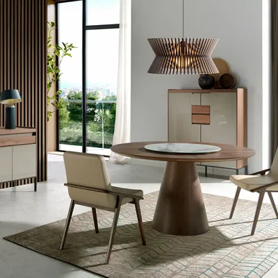 Dining Tables - Round walnut rotating dining table - ANGEL CERDÁ