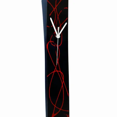 Clocks - Geo black-red wall clock 6x41 cm - CARNEOL GLASS