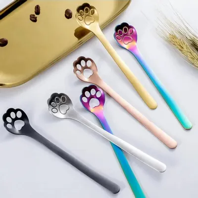 Tea and coffee accessories - Cat's paw spoon - 4 colors - Tea, Coffee or Dessert - SOSTRAW & SMARTTHINGS
