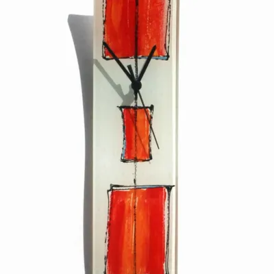 Horloges - Horloge murale Cubie blanc-rouge 10x41 cm - CARNEOL GLASS