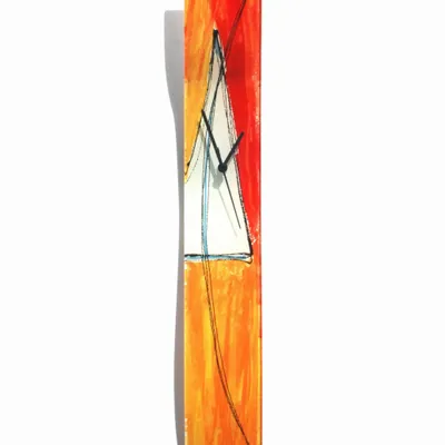 Clocks - Geometry orange-white wall clock 10x70 cm - CARNEOL GLASS