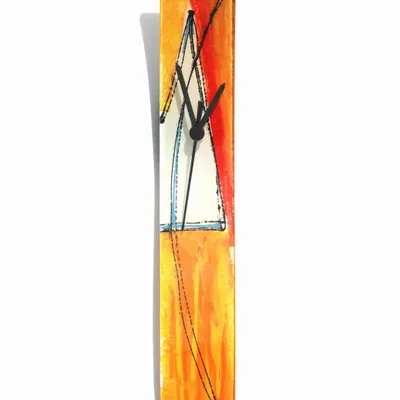 Clocks - Geometry orange-white wall clock 6x41 cm - CARNEOL GLASS