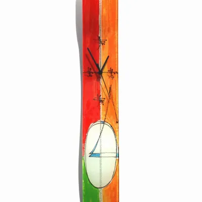 Clocks - Geometry red-green wall clock 10x70 cm - CARNEOL GLASS