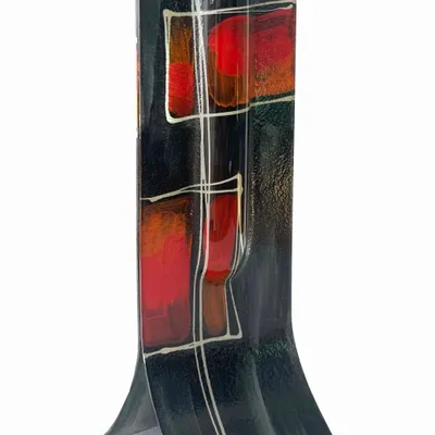 Vases - Elegant black-red vase with burnt in paint 14x36 cm - CARNEOL GLASS