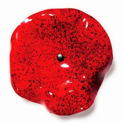 Floral decoration - Funnel shaped glass flower in red, black color - CARNEOL GLASS