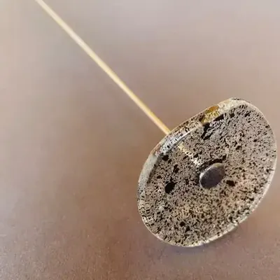 Floral decoration - Round small glass flower for outdoor use in transparent, black colour with 43 cm stainless steel stem - CARNEOL GLASS