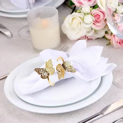 Décorations pour tables de Noël - Rond de serviette - Papillon - Argenté ou Doré - SOSTRAW & SMARTTHINGS