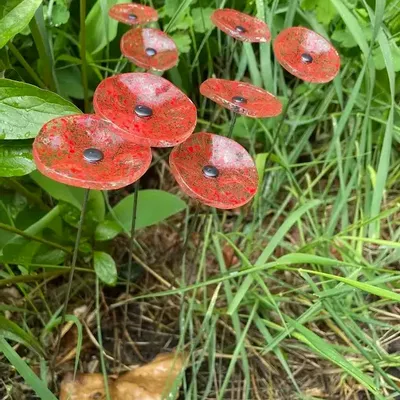 Décorations florales - Petite fleur ronde pour l'extérieur, transparente, rouge - CARNEOL GLASS