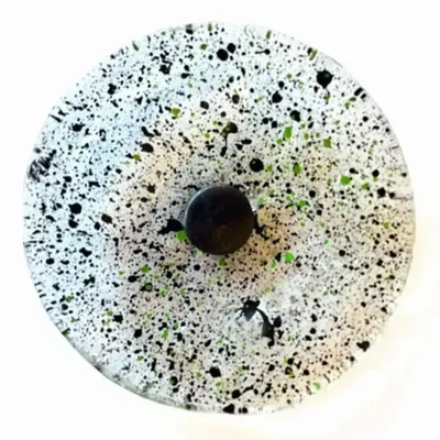 Floral decoration - Round small glass flower for outdoor use in transparent, green, black colour with 43 cm stainless steel stem - CARNEOL GLASS