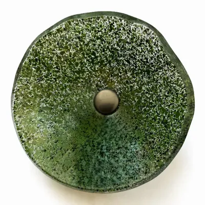 Décorations florales - Fleur de calebasse en verre de taille moyenne pour extérieur de couleur transparente, verte, noire avec tige en acier inoxydable de 43 cm. - CARNEOL GLASS