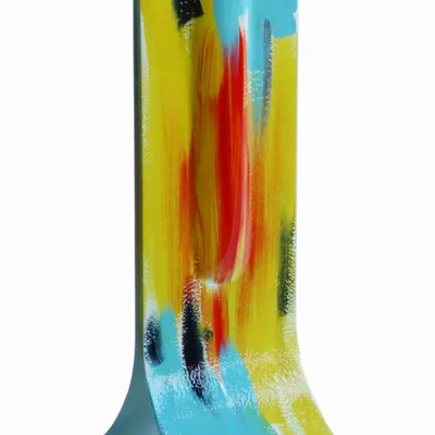 Vases - Vase peint bleu-jaune-noir Amasonas au format 14x36 cm - CARNEOL GLASS