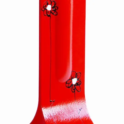 Vases - Vase rouge 14x36 cm à motif marguerite noir et blanc - CARNEOL GLASS