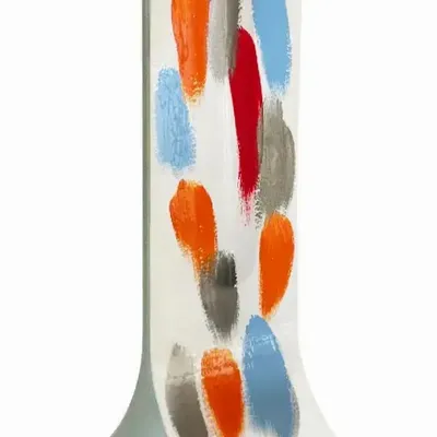 Vases - White 14x36 cm vase with orange-yellow-blue-silver-red colours - CARNEOL GLASS