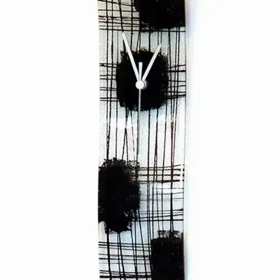 Clocks - Natural transparent-black wall clock in 10x41 cm - CARNEOL GLASS