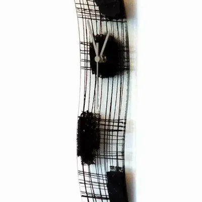Clocks - Natural transparent-black wall clock in 10x41 cm - CARNEOL GLASS