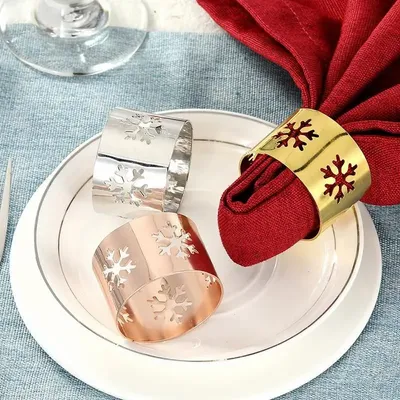 Décorations pour tables de Noël - Rond de serviette - Flocon de Noël 2 - Argenté ou Doré - SOSTRAW & SMARTTHINGS