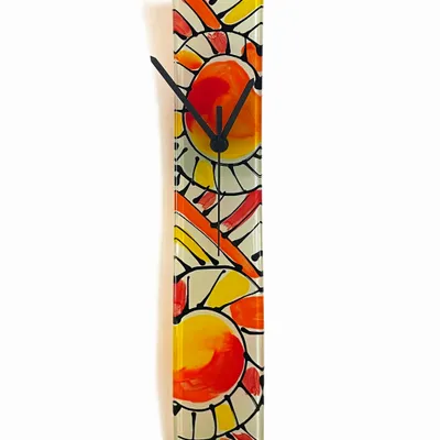 Clocks - Andalusia Red-Orange Wall Clock 6x41 cm - CARNEOL GLASS