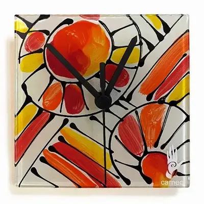 Horloges - Horloge murale andalouse orange-rouge 13x13 cm - CARNEOL GLASS