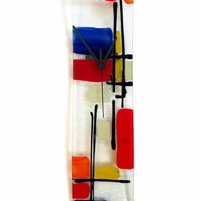 Clocks - Czesko red-blue wall clock 10x41 cm - CARNEOL GLASS
