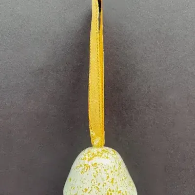 Other Christmas decorations - Small white-gold glass bell on elegant ribbon hanger - CARNEOL GLASS