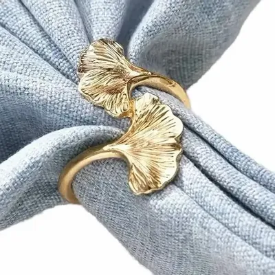 Décorations pour tables de Noël - Rond de serviette - Feuille de ginkgo - Argenté ou doré - SOSTRAW & SMARTTHINGS