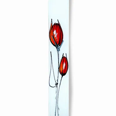 Horloges - Horloge murale tulipe avec tulipes rouge-orange 10x70 cm - CARNEOL GLASS