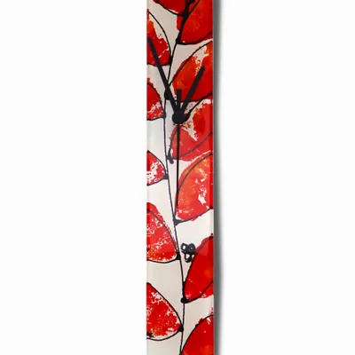 Clocks - Leaf red-orange wall clock 6x41 cm - CARNEOL GLASS