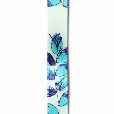 Horloges - Horloge murale Leaf bleu clair/bleu foncé 10x70 cm - CARNEOL GLASS