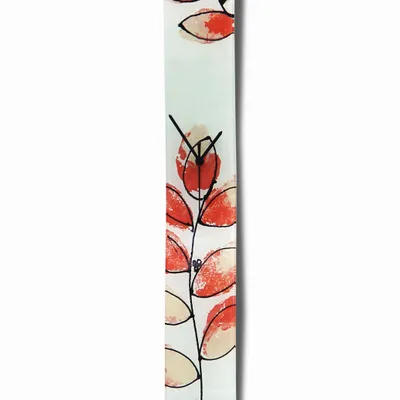 Clocks - Leaf salmon-white wall clock 10x70 cm - CARNEOL GLASS