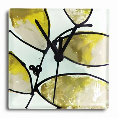 Horloges - Horloge murale feuille or-jaune 13x13 cm - CARNEOL GLASS