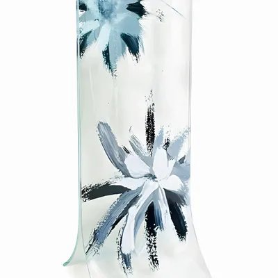 Vases - Vase à base transparente, motif étoile blanc-noir, format 14x36 cm - CARNEOL GLASS