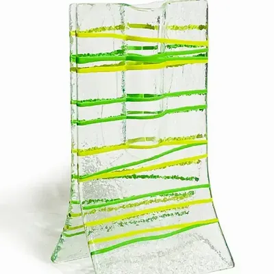 Vases - Petit vase transparent à rayures vert pomme-vert en 8x13 cm - CARNEOL GLASS