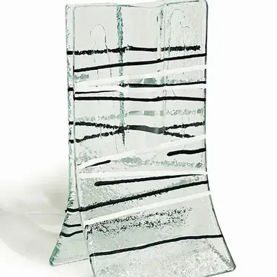 Vases - Small transparent vase with white-black stripes in 8x13 cm - CARNEOL GLASS