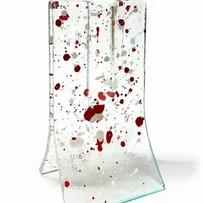Vases - Small 8x13 cm transparent vase with red-white spots - CARNEOL GLASS
