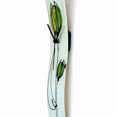 Clocks - Tulip wall clock with yellow-green tulips 6x41 cm - CARNEOL GLASS